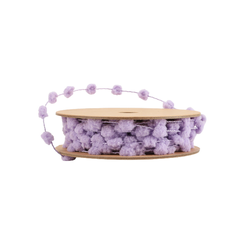 8mm Wired Pom Pom  | Lilac | 25 Yard Roll