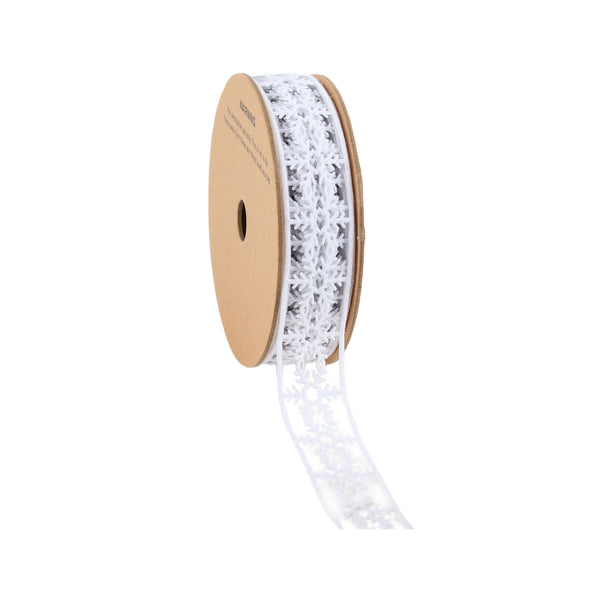 1" Ultra Sonic Trim | Snowflake in Rows White | 10 Yard Roll