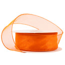 1 1/2" Wired Sheer Ribbon | Orange | 50 Yard Roll
