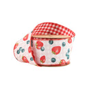 2 1/2" Wired Ribbon | Strawberry/Blueberries on White w/ Checked Back | 10 Yard Roll