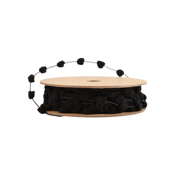 8mm Wired Pom Pom  | Black | 25 Yard Roll