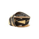 2 1/2" Faux Linen Wired Ribbon | Black w/ Gold and Silver Stamping | 10 Yard Roll