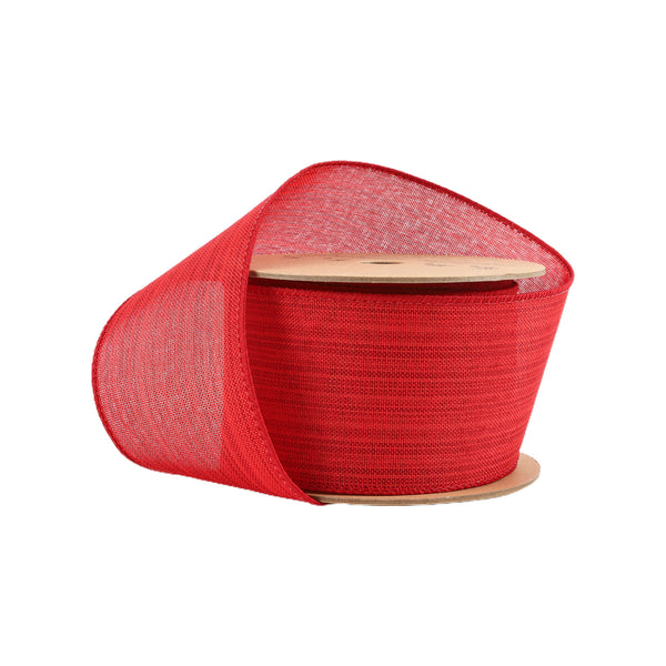 2 1/2" Wired Ribbon | Red Horizontal Stripes | 10 Yard Roll