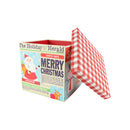 9" x 9" x 9" Collapsable Holiday Gift Box w/ Removable Lid | Holiday Newspaper