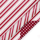 30" x 10' Holiday Reversible Wrapping Paper | Be Merry Candy Stripe/White Polka Dot on Red