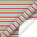 30" x 10' Holiday Wrapping Paper | Red, Green and Blue Dots and Stripes