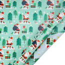 30" x 10' Holiday Reversible Wrapping Paper | Winter Friends Santa/Cardinal Present