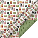 30" x 10' Holiday Reversible Wrapping Paper | Watercolor Presents/Green Watercolor Trees