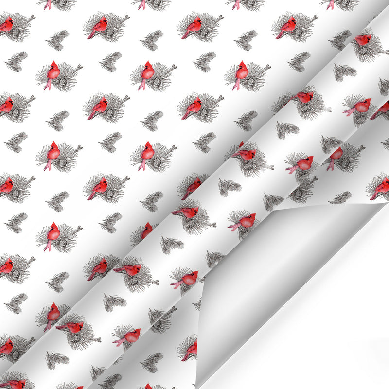 30" x 10' Holiday Wrapping Paper | Holiday Cardinal Floral