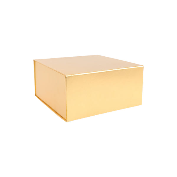 8"x 8"x 4" Collapsable Gift Box w/ Magnetic Square Flap Lid | Matte Gold