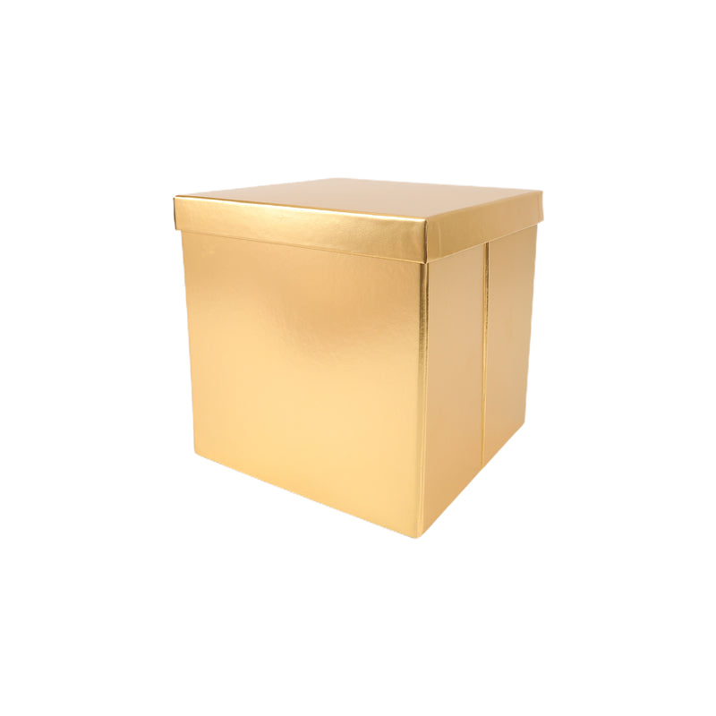 9"x 9"x 9" Collapsable Gift Box w/ Removable Lid | Matte Gold