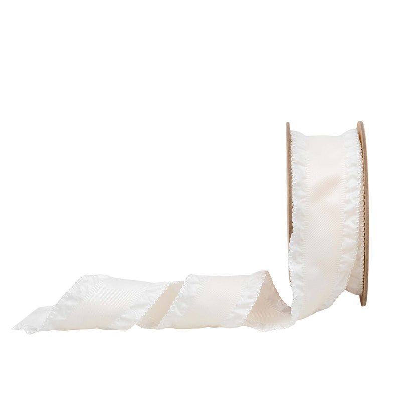 1 1/2" Ruffle Ribbon | Ivory | 20 Yard Roll
