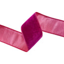 2 1/2" Wired Premium Velvet Ribbon | Hot Pink w/ Pink Dupioni Backing | 5 Yard Roll