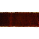 4" Wired Velvet Ribbon | Burgundy w/ Gold Tinsel Edge & Metallic Gold Backing | 5 Yard Roll
