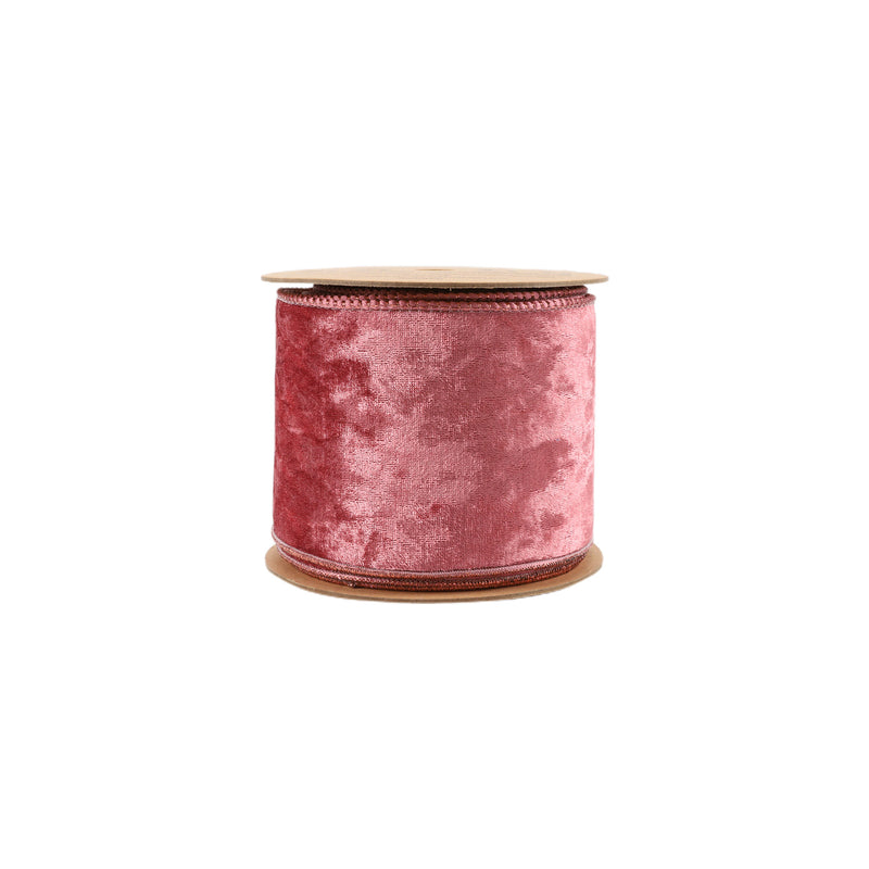 4" Reversible Frosted Velvet Wired Ribbon | Rose/Rose | 10 Yard Roll