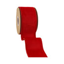 2 1/2 Wired Cozy Velvet Ribbon | Red w/ Double-Fused Metallic Red Dupioni | 10 Yard Roll