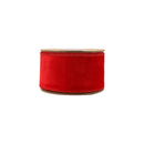 2 1/2 Wired Cozy Velvet Ribbon | Red w/ Double-Fused Metallic Red Dupioni | 10 Yard Roll