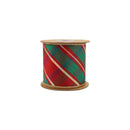 4" Wired Dupioni Ribbon | Red/Green/Gold Plaid Bias Cut w/ Double-Fused Gold Backing | 10 Yard Roll
