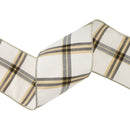 4" Wired Ribbon | Ivory/Black/Gold Plaid | 10 Yard Roll