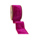 2 1/2" Wired Premium Velvet Ribbon | Hot Pink w/ Pink Dupioni Backing | 5 Yard Roll