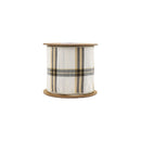 4" Wired Ribbon | Ivory/Black/Gold Plaid | 10 Yard Roll