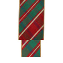 4" Wired Dupioni Ribbon | Red/Green/Gold Plaid Bias Cut w/ Double-Fused Gold Backing | 10 Yard Roll