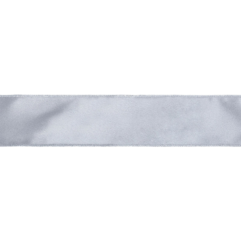 2 1/2" Wired Shimmer Satin | Silver with Silver Backing | 10 Yard Roll