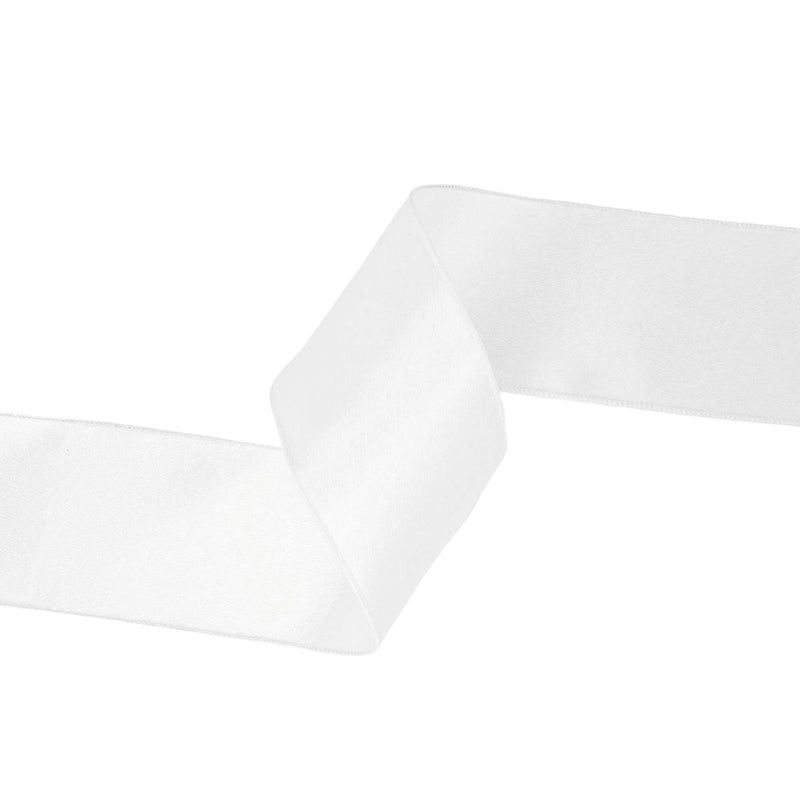 4" Wired Shimmer Satin | White with White Backing | 10 Yard Roll
