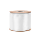 4" Wired Shimmer Satin Ribbon | White with White Backing | 10 Yard Roll