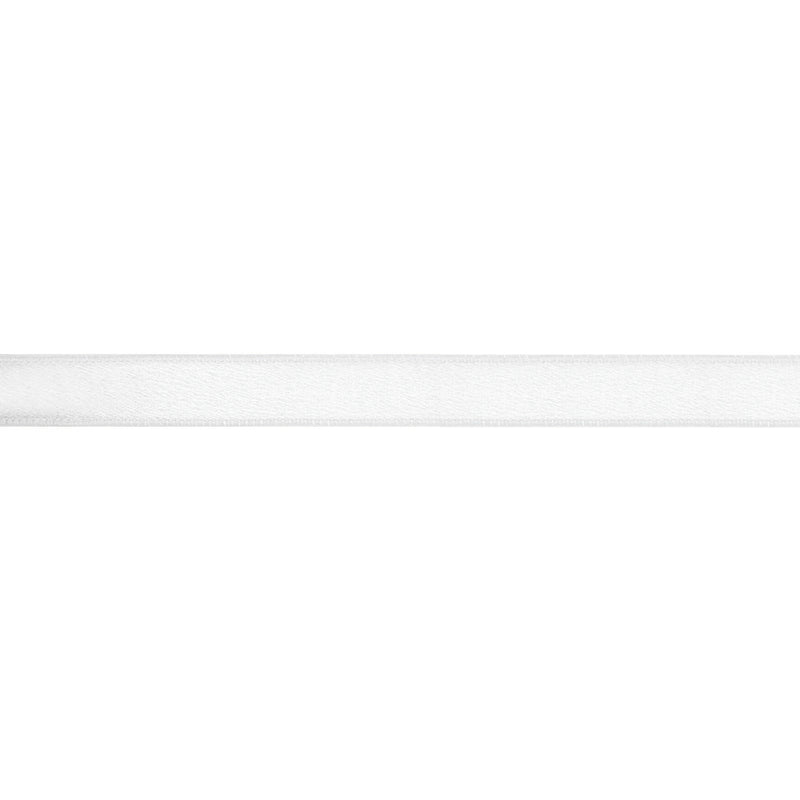 1" Wired Shimmer Satin | White with White Backing | 10 Yard Roll