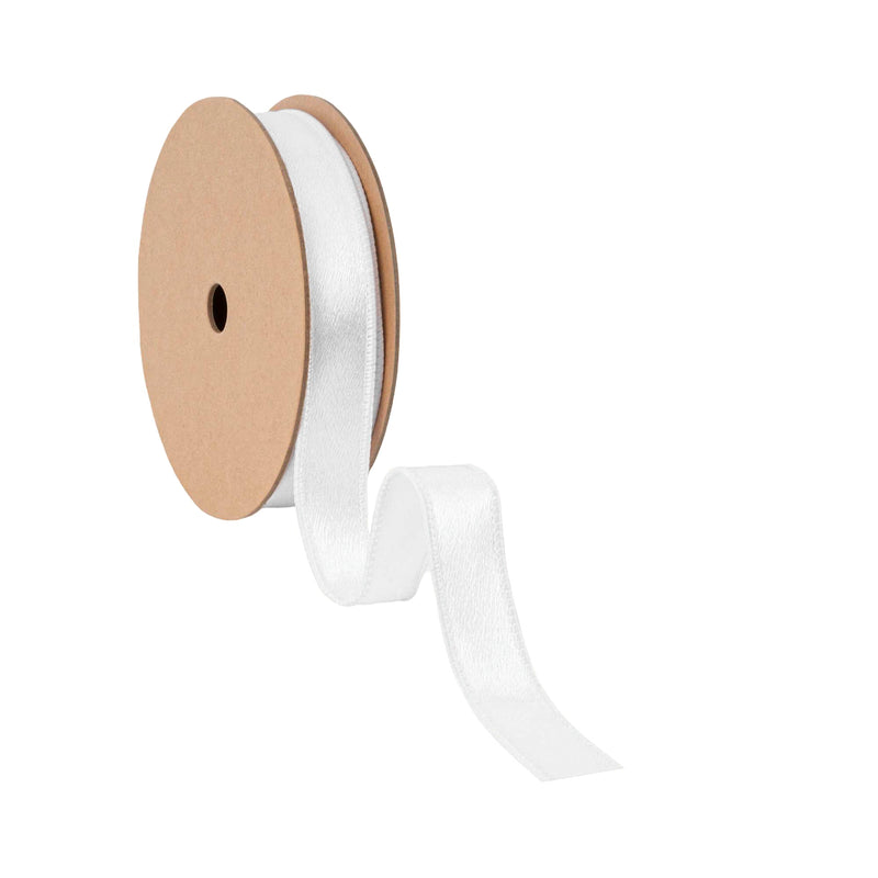 1" Wired Shimmer Satin | White with White Backing | 10 Yard Roll