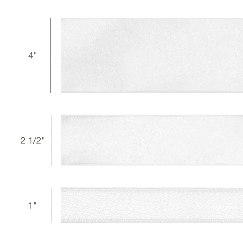 1" Wired Shimmer Satin | White with White Backing | 10 Yard Roll