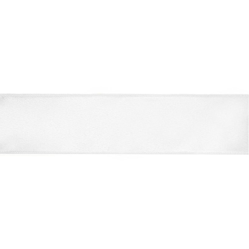 2 1/2" Wired Shimmer Satin | White with White Backing | 10 Yard Roll