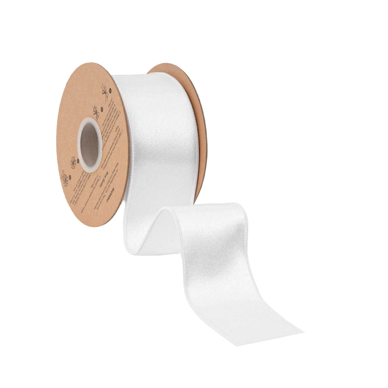 2 1/2" Wired Shimmer Satin | White with White Backing | 10 Yard Roll