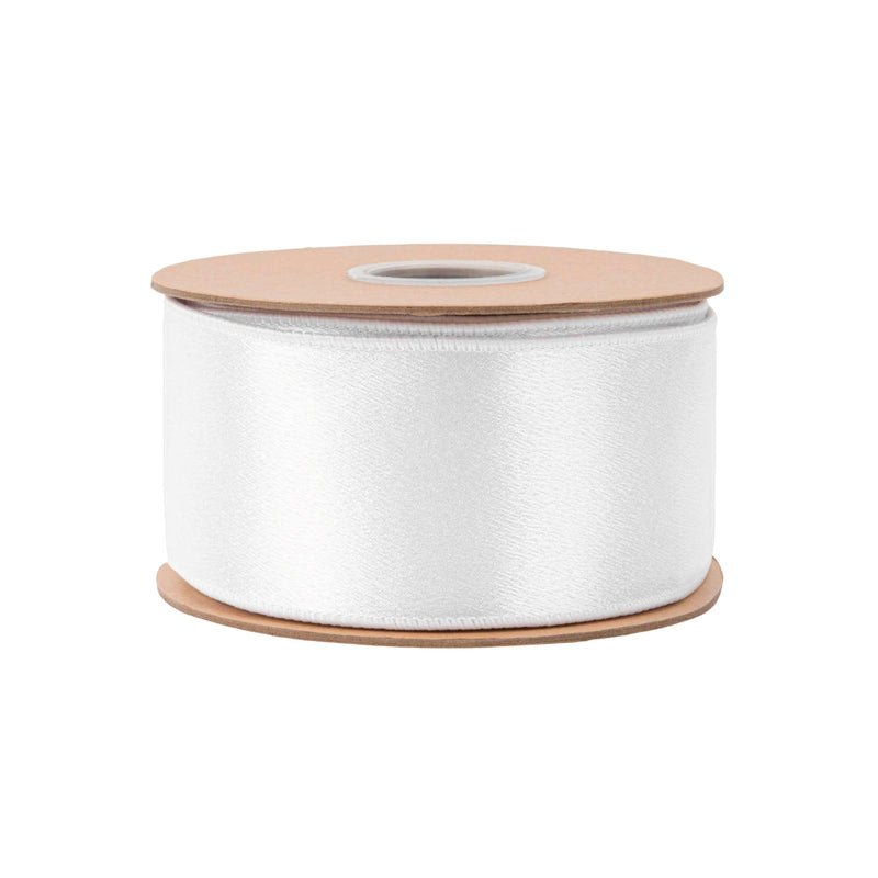2 1/2" Wired Shimmer Satin | White with White Backing | 10 Yard Roll