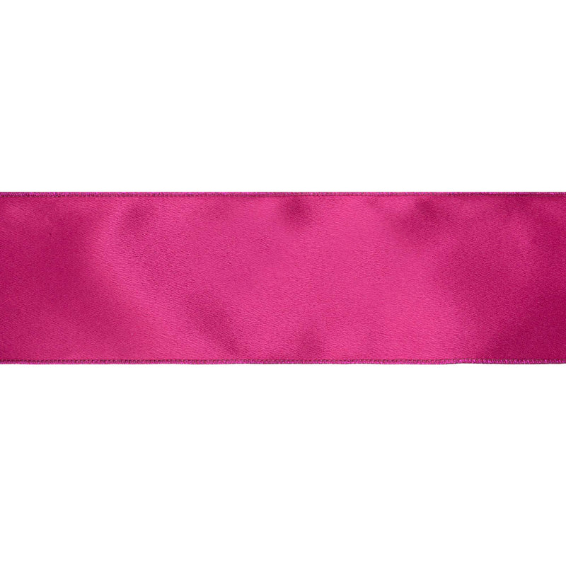 4" Wired Shimmer Satin | Fuchsia with Fuchsia Backing | 10 Yard Roll