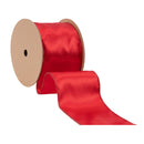 4" Wired Shimmer Satin Ribbon | Red with Red Backing | 10 Yard Roll