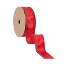 1" Wired Shimmer Satin Ribbon | Red with Red Backing | 10 Yard Roll