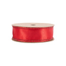 1" Wired Shimmer Satin Ribbon | Red with Red Backing | 10 Yard Roll