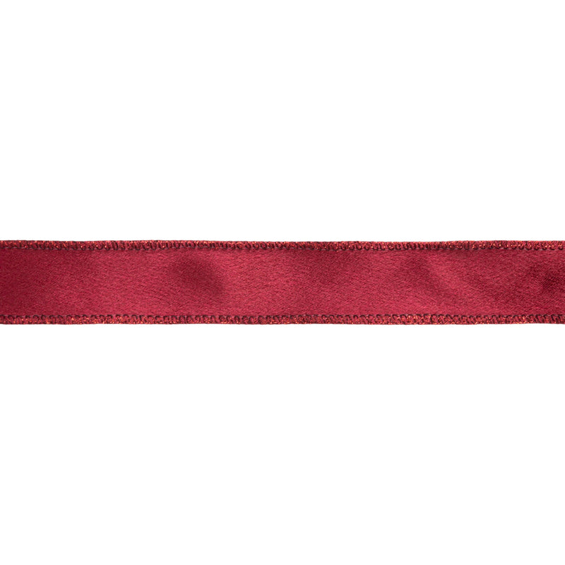 1" Wired Shimmer Satin | Wine with Wine Backing | 10 Yard Roll