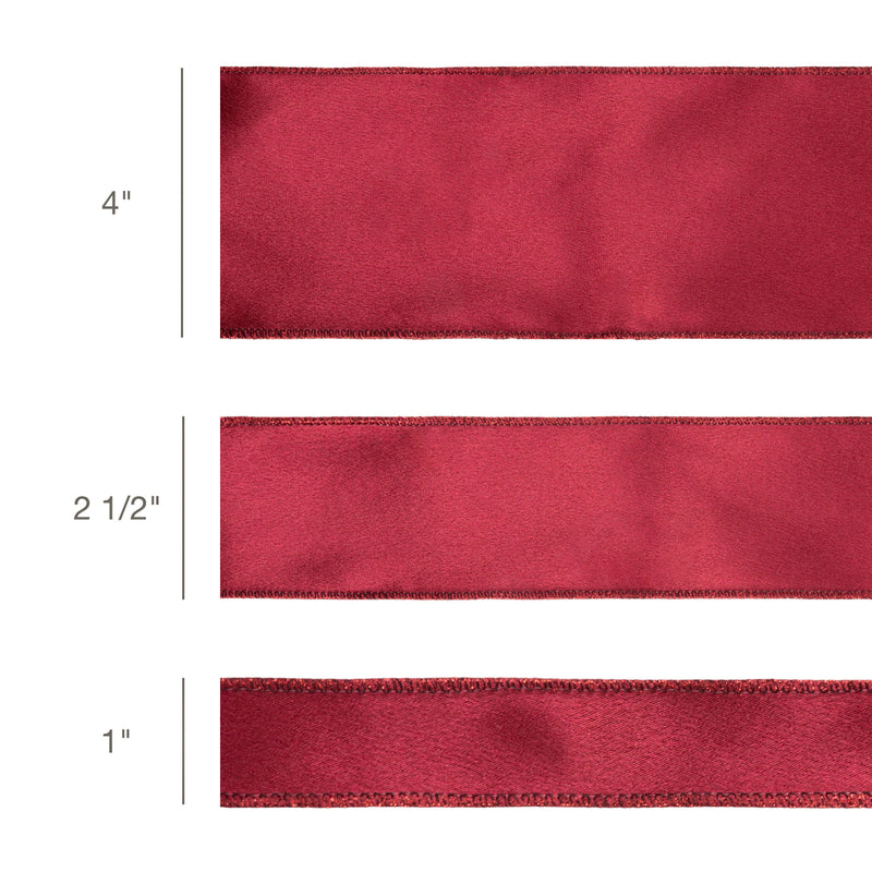 1" Wired Shimmer Satin | Wine with Wine Backing | 10 Yard Roll