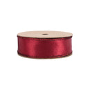 1" Wired Shimmer Satin Ribbon | Wine with Wine Backing | 10 Yard Roll