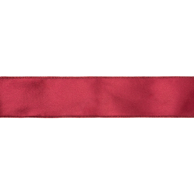 2 1/2" Wired Shimmer Satin | Wine with Wine Backing | 10 Yard Roll