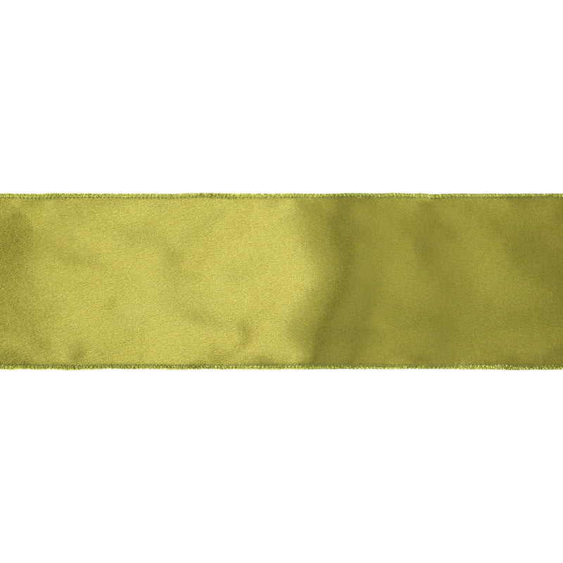 4" Wired Shimmer Satin | Moss with Moss Backing | 10 Yard Roll