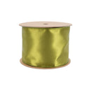 4" Wired Shimmer Satin Ribbon | Moss with Moss Backing | 10 Yard Roll