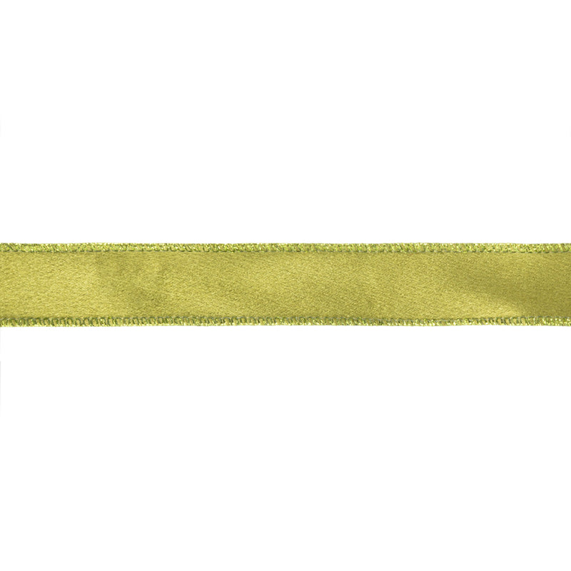 1" Wired Shimmer Satin | Moss with Moss Backing | 10 Yard Roll