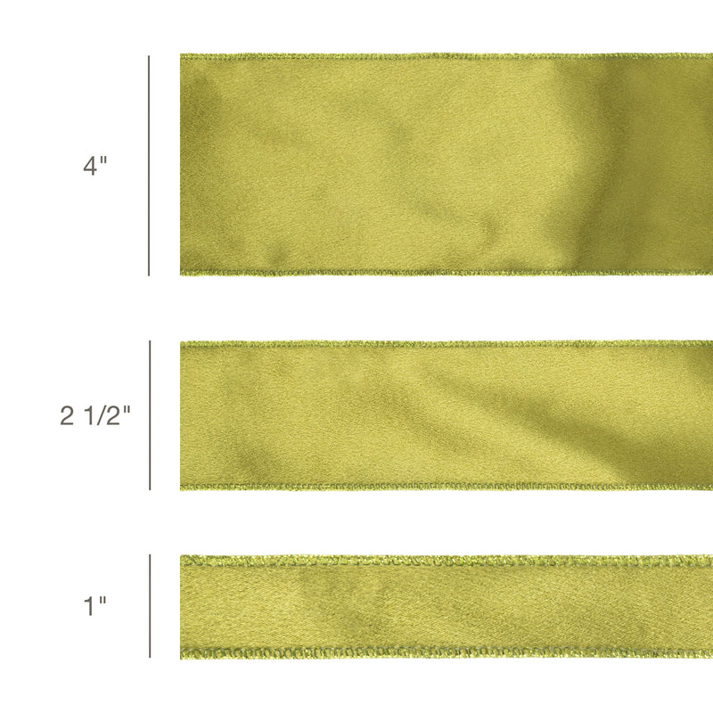 1" Wired Shimmer Satin | Moss with Moss Backing | 10 Yard Roll