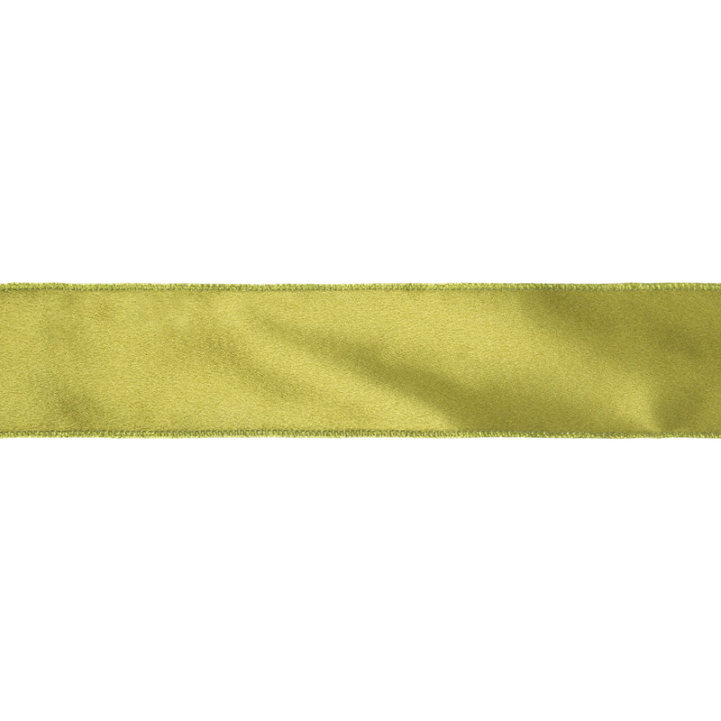 2 1/2" Wired Shimmer Satin | Moss with Moss Backing | 10 Yard Roll