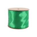 4" Wired Shimmer Satin Ribbon | Green with Green Backing | 10 Yard Roll