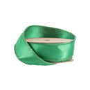 1" Wired Shimmer Satin Ribbon | Green with Green Backing | 10 Yard Roll